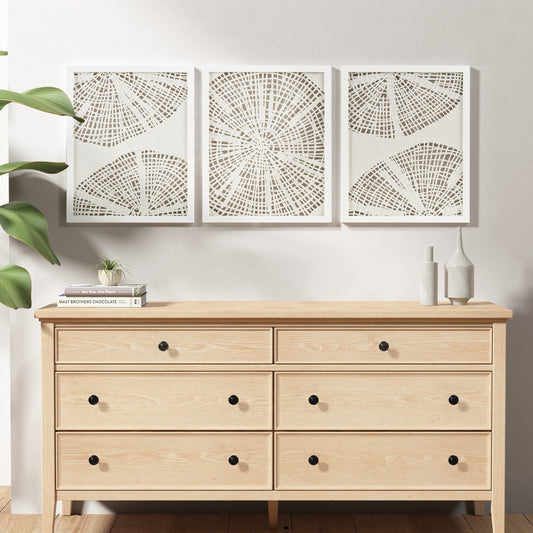 Madison Park Framed Abstract Coastal Rice Paper 3-piece Shadowbox Wall Decor Set