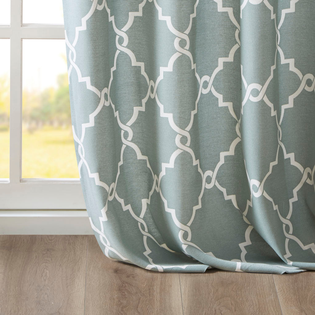 Madison Park Fretwork Print Grommet Top Window Curtain Panel