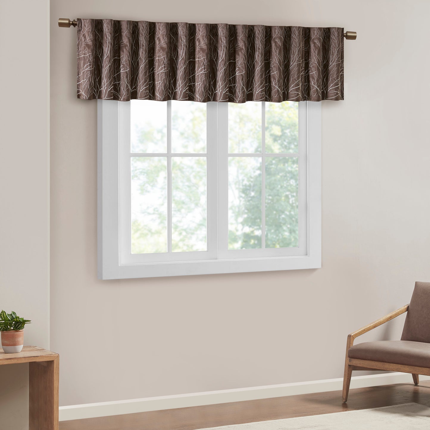 Madison Park Faux Silk Embroidered Window Valance