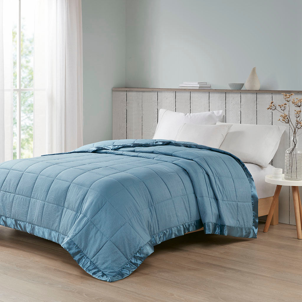 Madison Park Oversized Down Alternative Blanket with Satin Trim