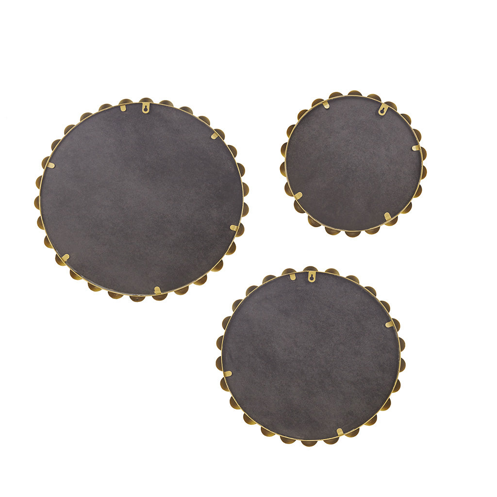 Madison Park Signature Gold Beaded Round Wall Mirror 3-piece set