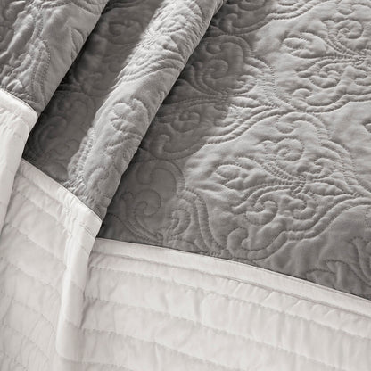 Madison Park 7 Piece Quilt Set with Euro Shams and Throw Pillows