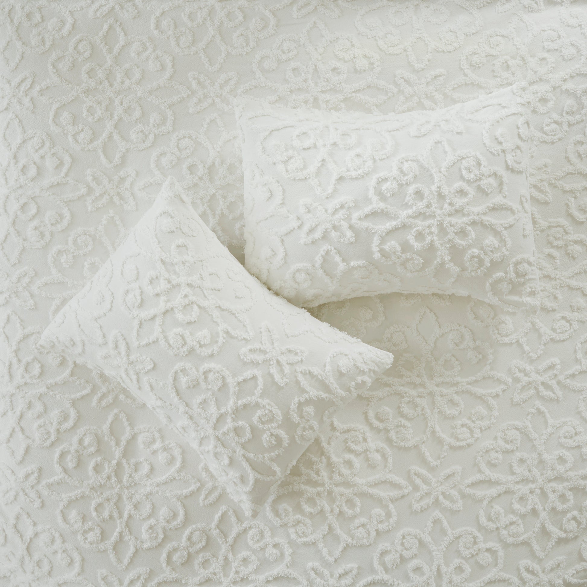 Madison Park 3 Piece Tufted Cotton Chenille Duvet Cover Set