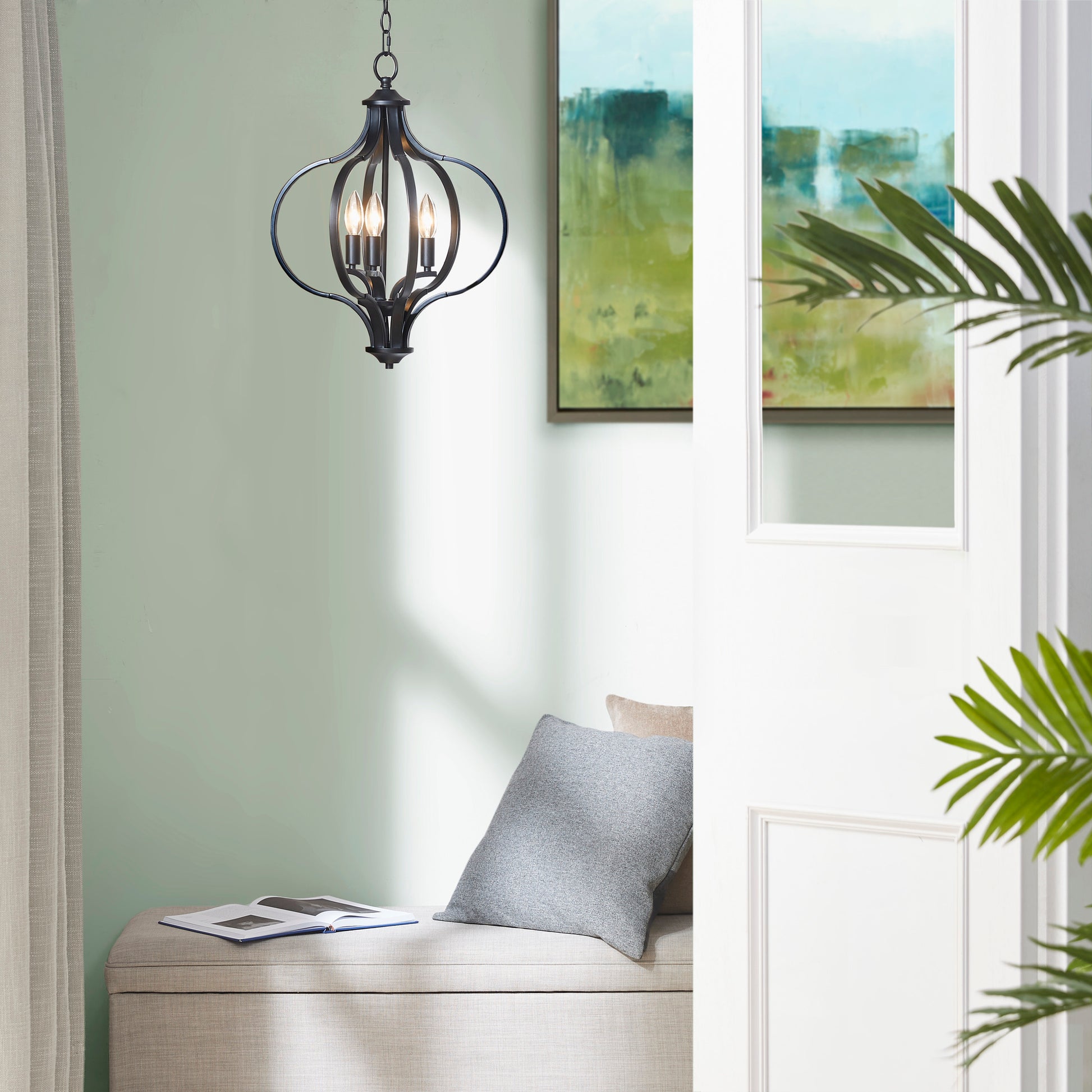 Hampton Hill 3-Light Metal Chandelier with Adjustable Chain
