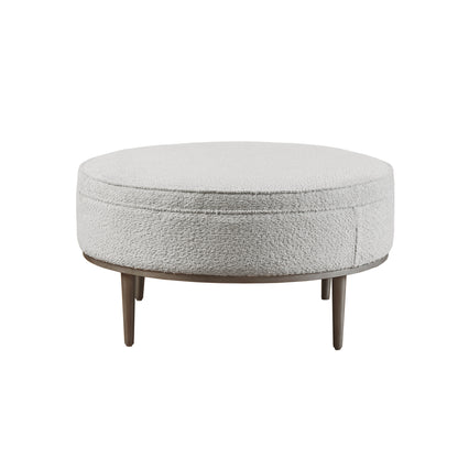 Madison Park Upholstered Round Cocktail Ottoman with Metal Base 34" Dia