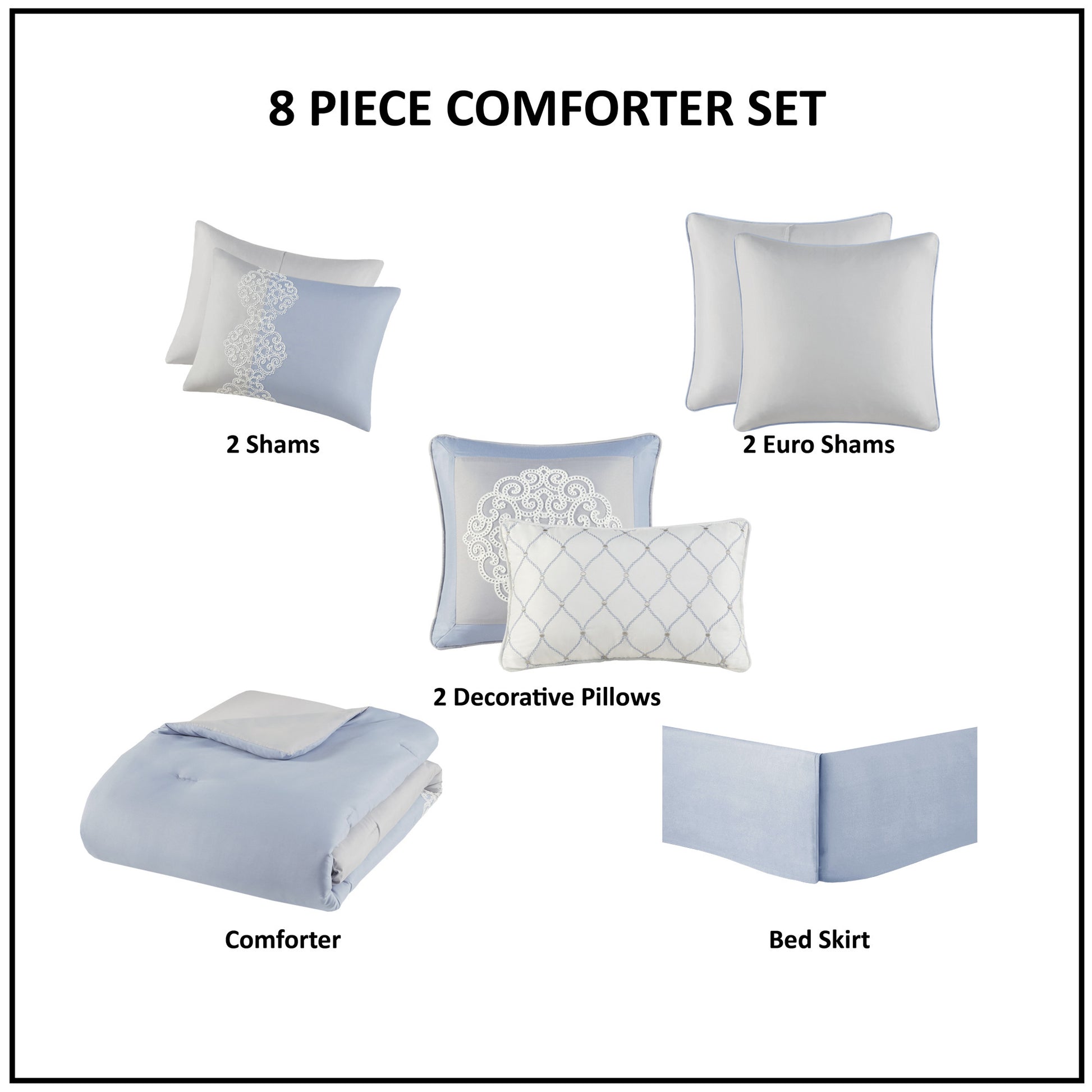 Madison Park 8 Piece Embroidered Microfiber Comforter Set