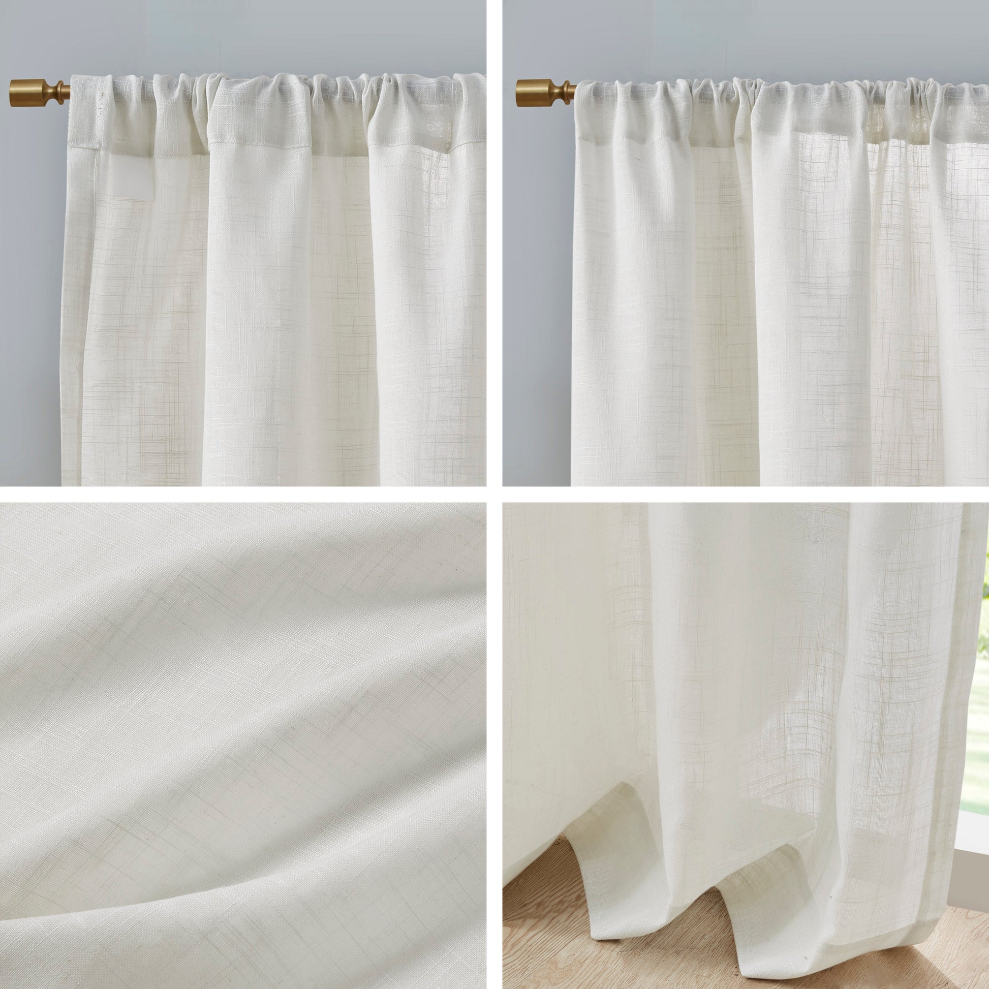 Madison Park Linen Blend Light Filtering Curtain Panel Pair
