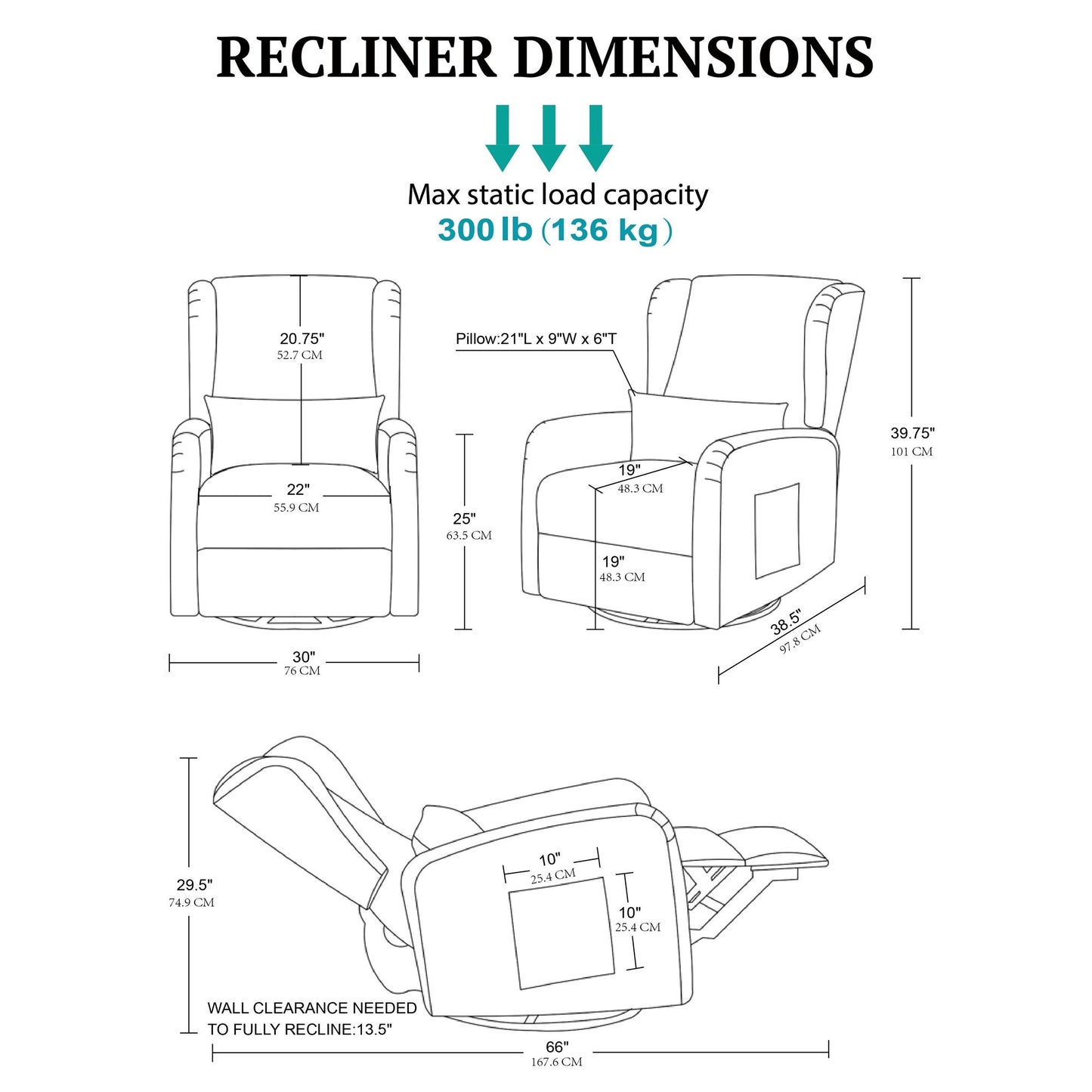 Candace Power Recliner 3-in-1 with Swivel, Glider, Charging Station