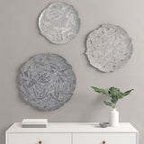 Rossi Textured Feather 3-Piece Metal Disc Wall Decor Set