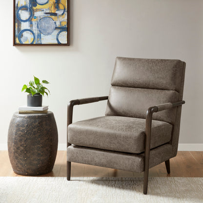 Madison Park Faux Leather Channel Accent Armchair