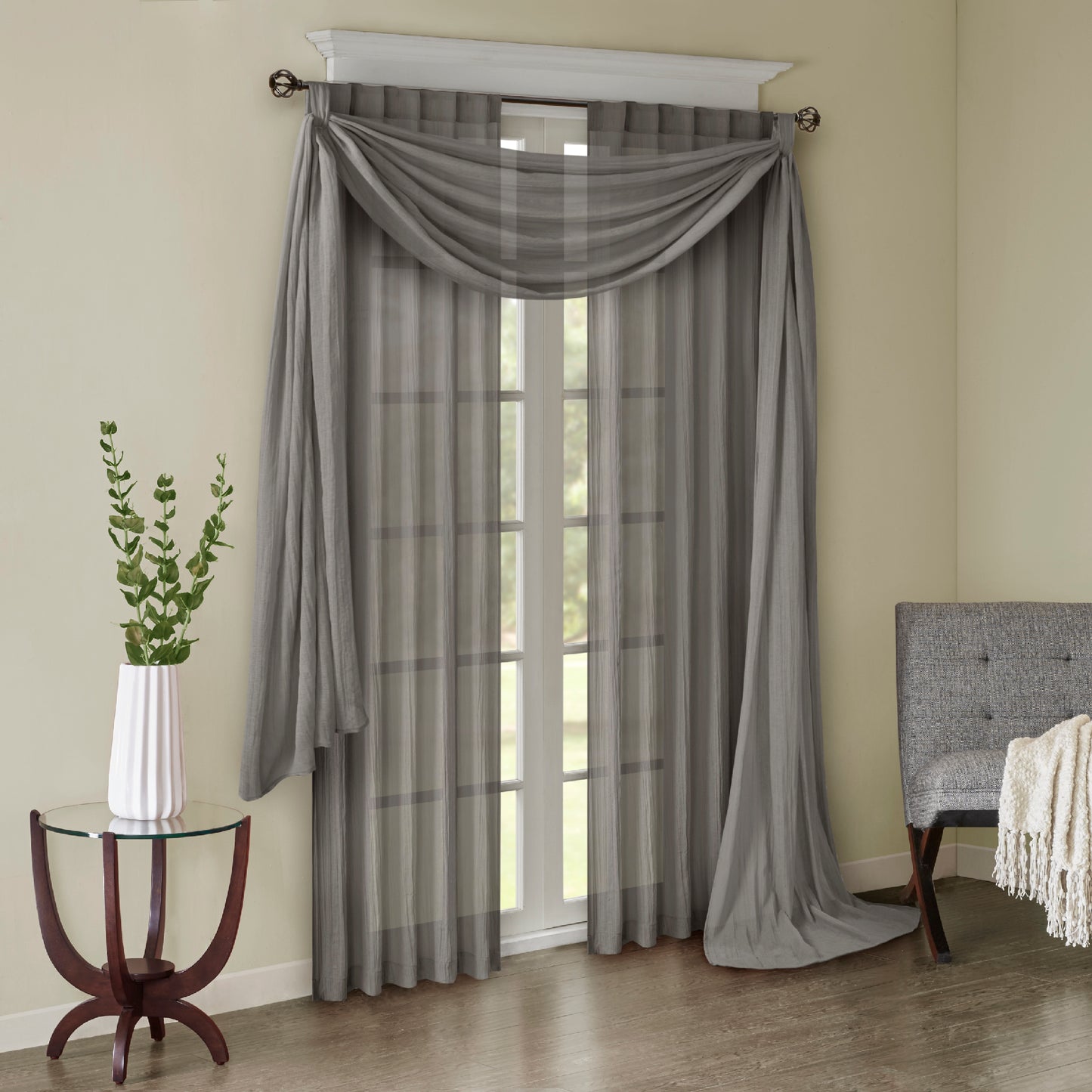 Madison Park Solid Crushed Curtain Panel Pair