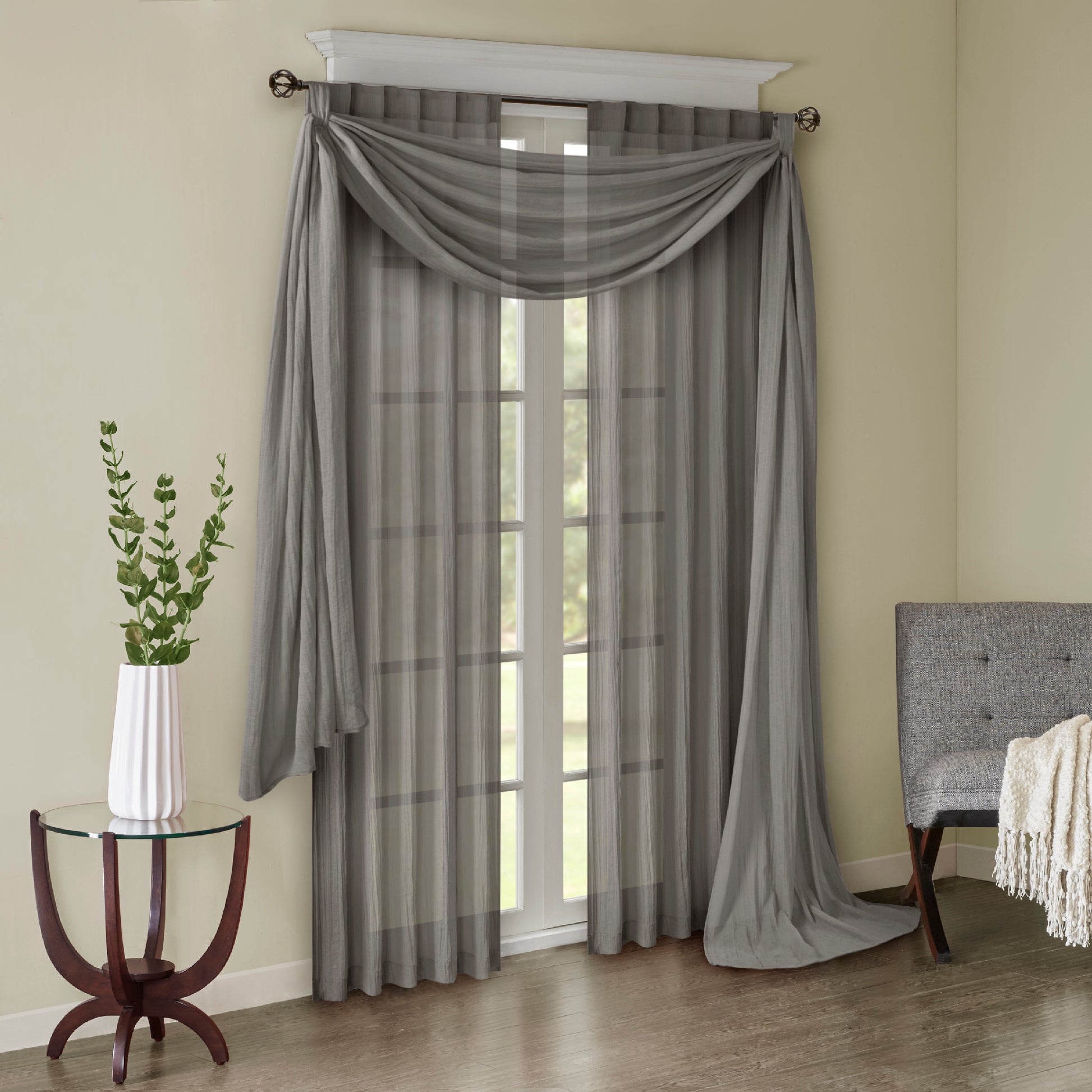 Madison Park Solid Crushed Curtain Panel Pair