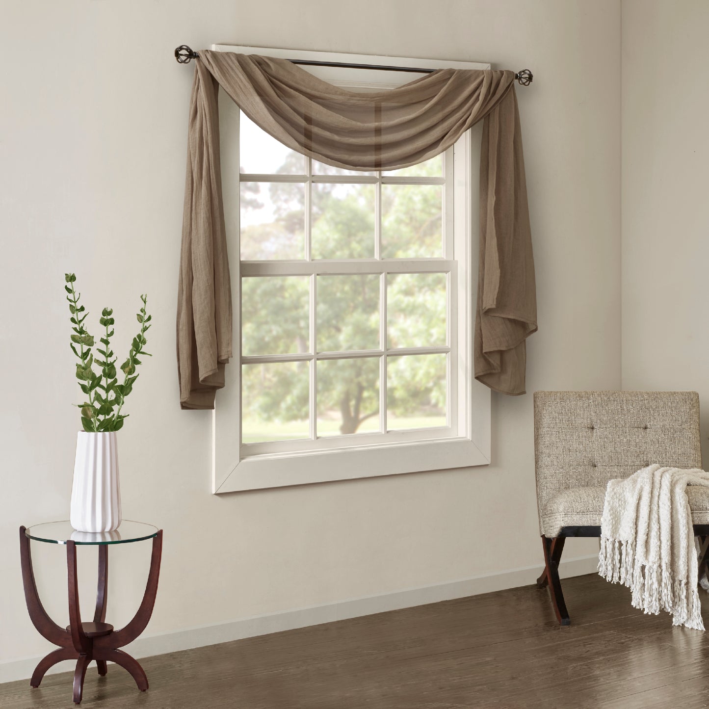 Madison Park Solid Crushed Scarf Sheer