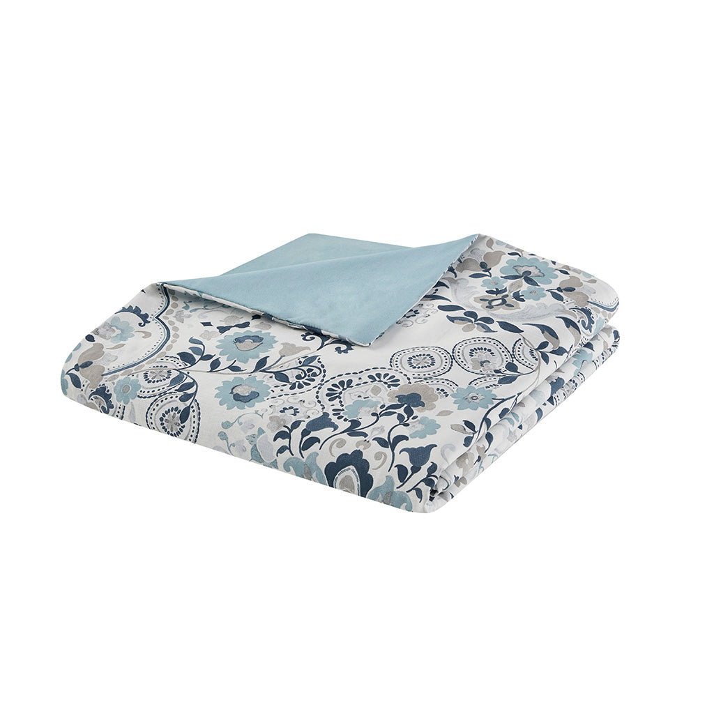 Madison Park 3 Piece Floral Printed Cotton Duvet Cover Set