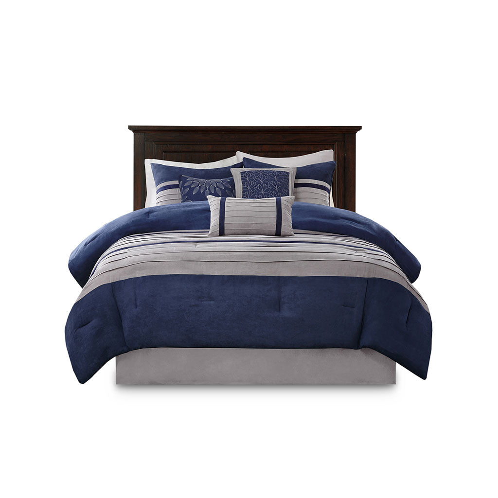 Madison Park 7 PC Pieced Faux Suede Comforter Set