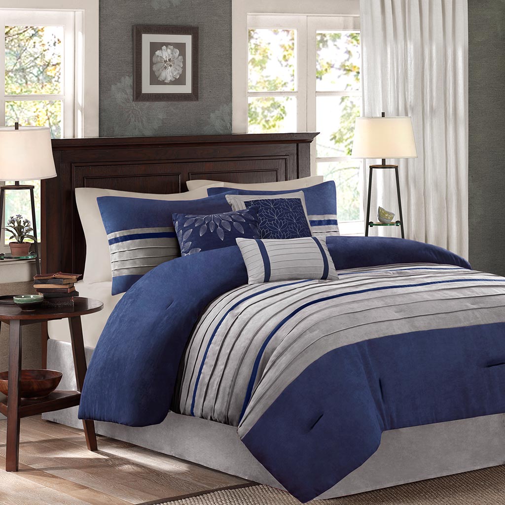 Madison Park 7 PC Pieced Faux Suede Comforter Set