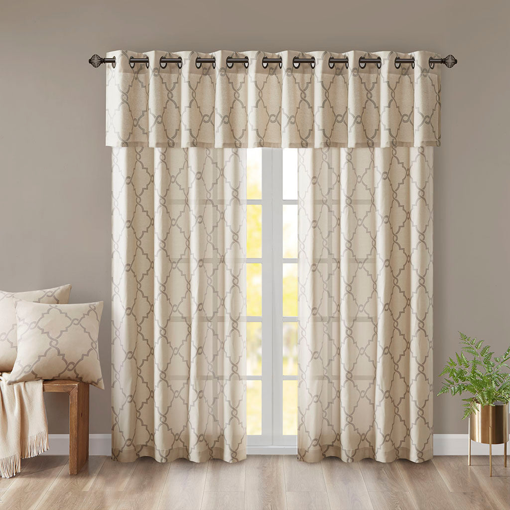 Madison Park Fretwork Print Grommet Top Window Curtain Panel