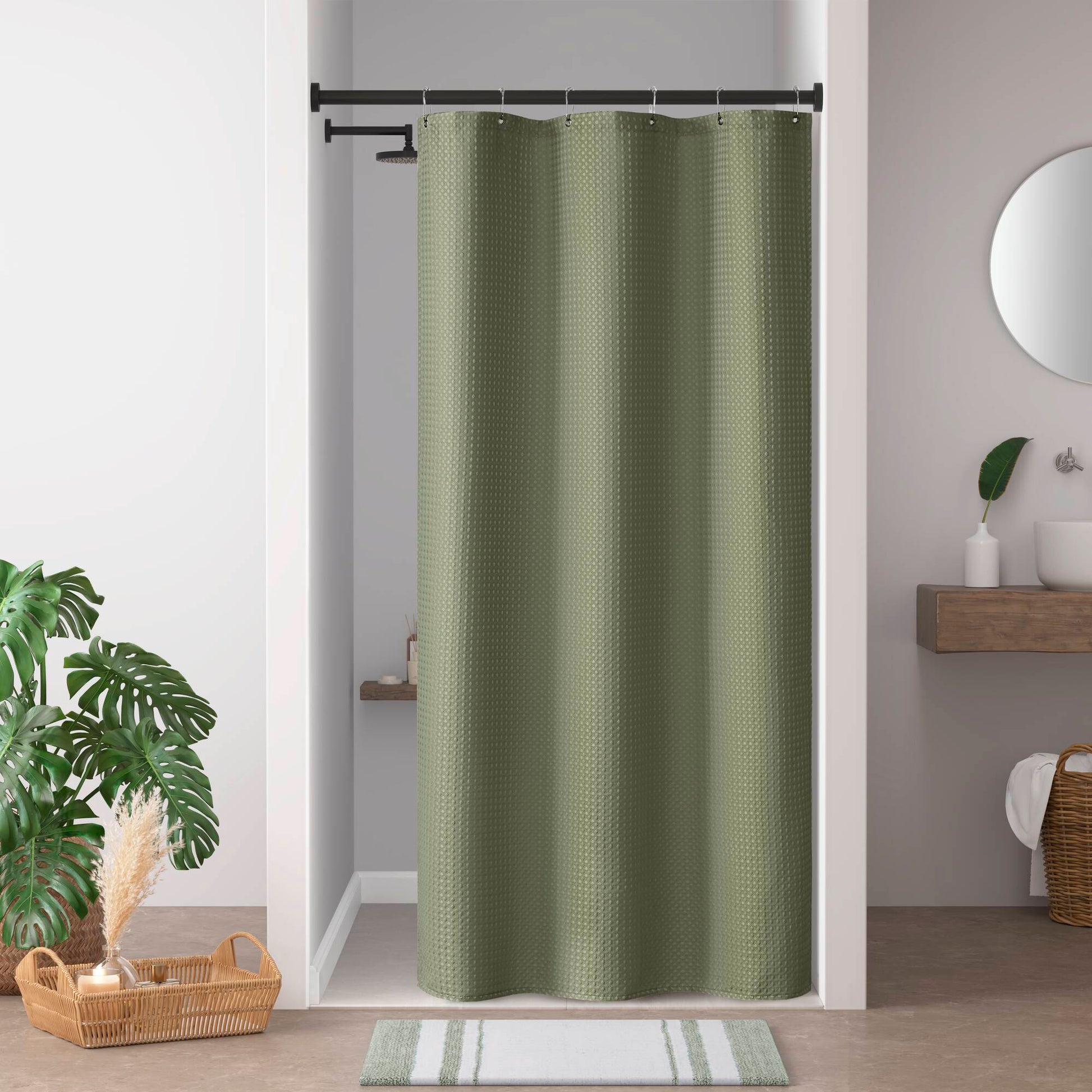 Madison Park Waffle Shower Curtain
