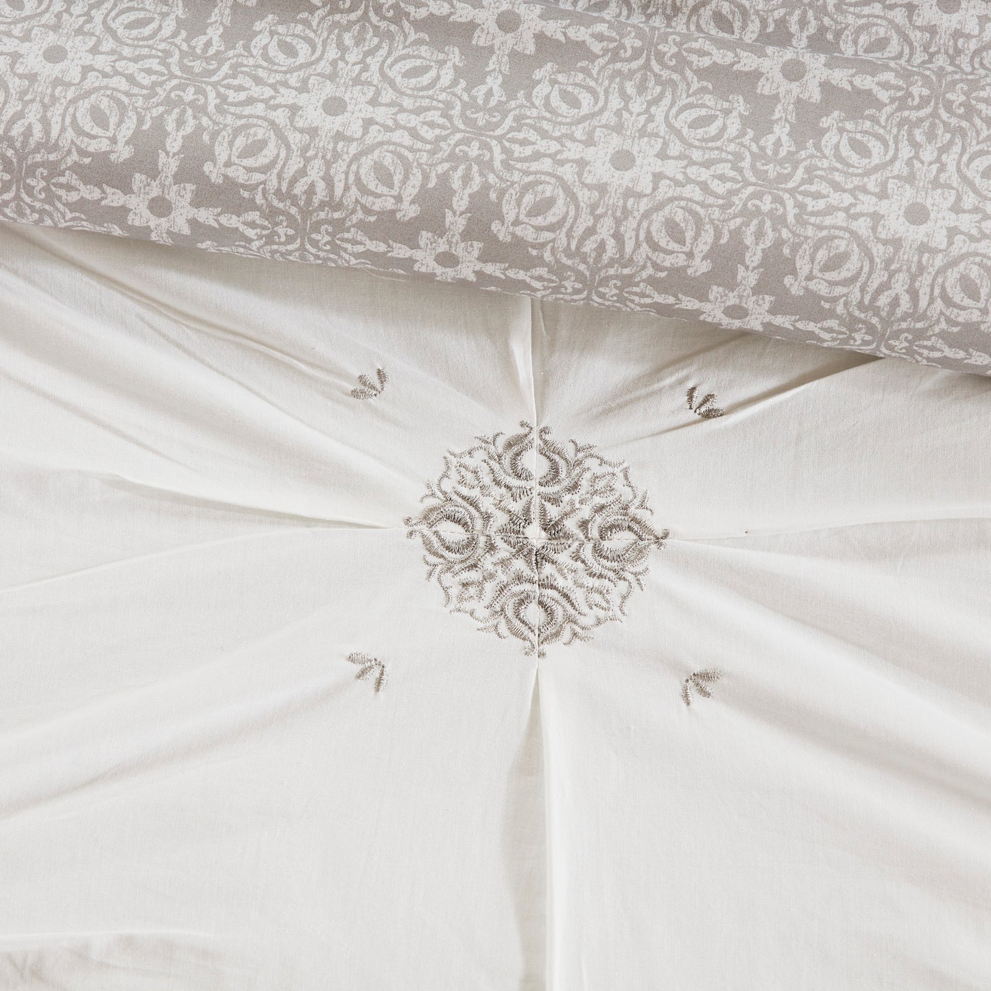 Madison Park 4 Piece Embroidered Cotton Reversible Duvet Cover Set