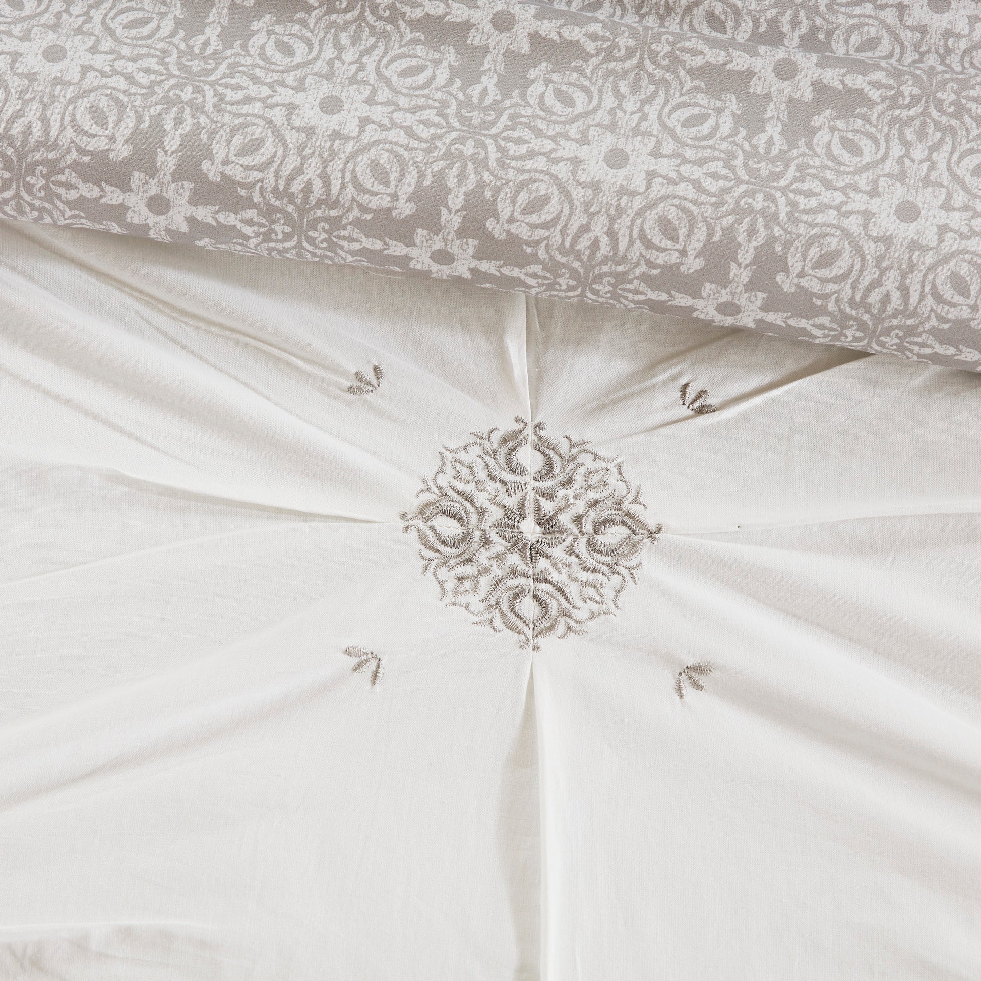 Madison Park 4 Piece Embroidered Cotton Reversible Duvet Cover Set