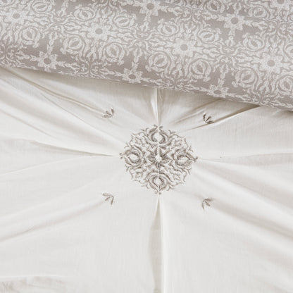 Madison Park 4 Piece Embroidered Cotton Reversible Duvet Cover Set