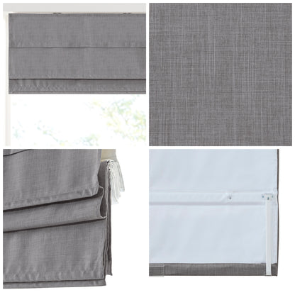 Madison Park Faux Linen Cordless Total Blackout Roman Shade