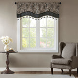 Aubrey Jacquard Window Rod Pocket Valance With Beads