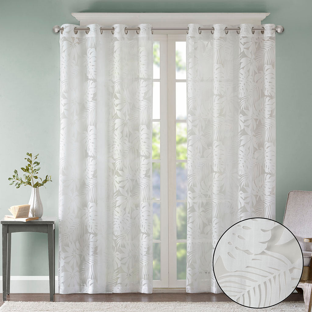 Madison Park Palm Leaf Burnout Window Sheer