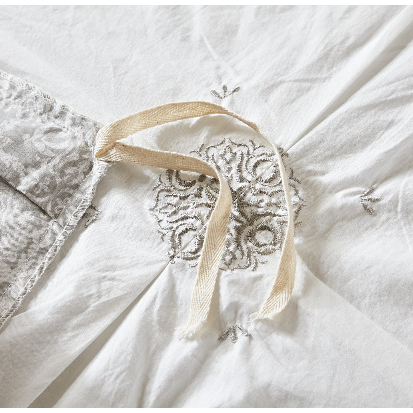 Madison Park 4 Piece Embroidered Cotton Reversible Duvet Cover Set