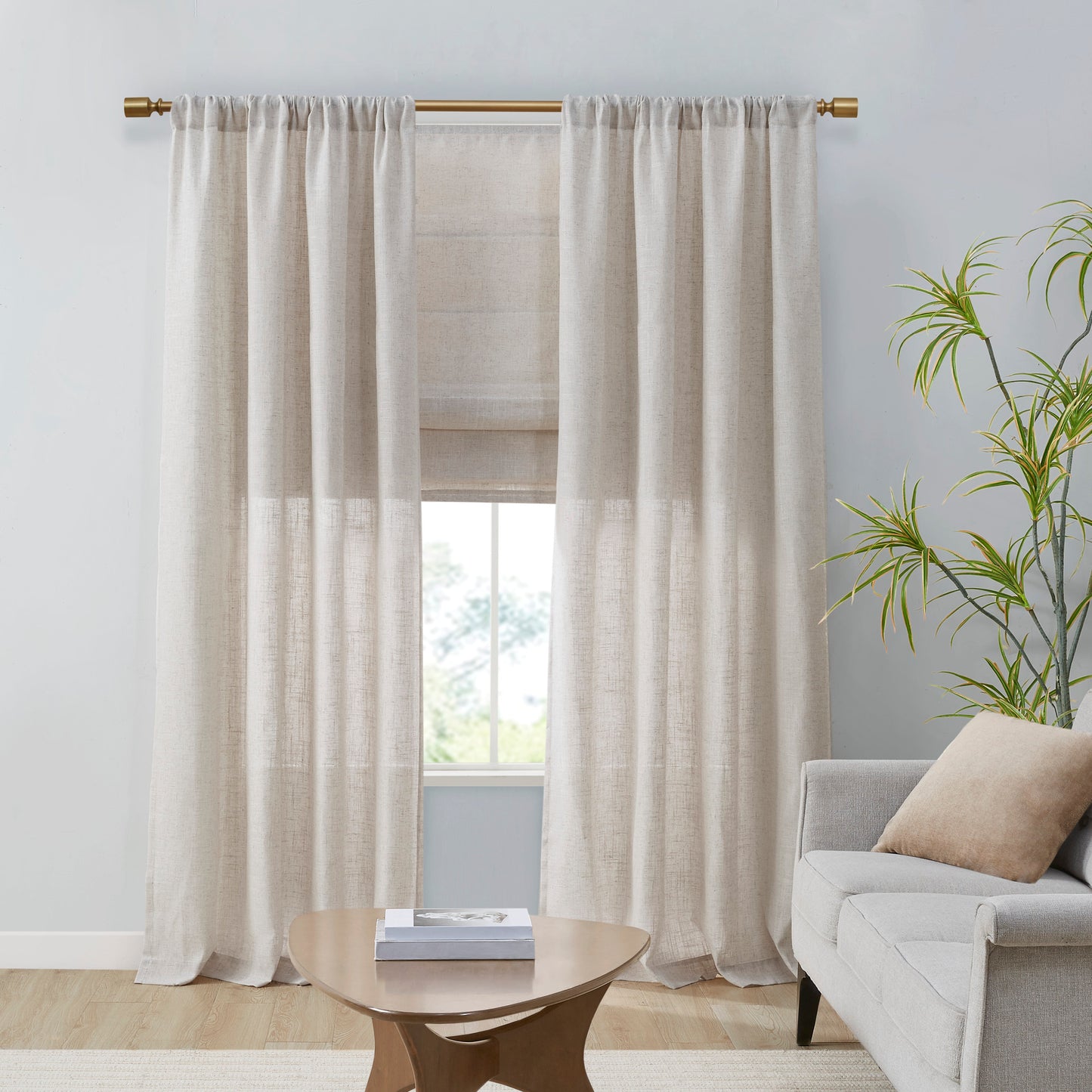 Madison Park Linen Blend Light Filtering Curtain Panel Pair