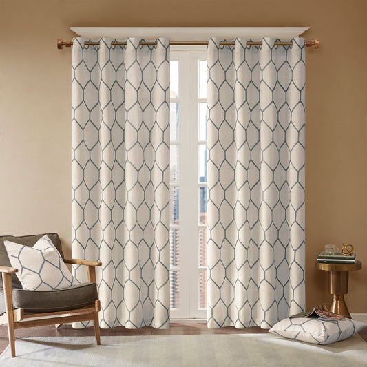 Madison Park Metallic Geo Embroidered Curtain Panel