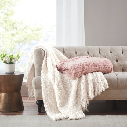 Madison Park Faux Fur Throw with Fringe