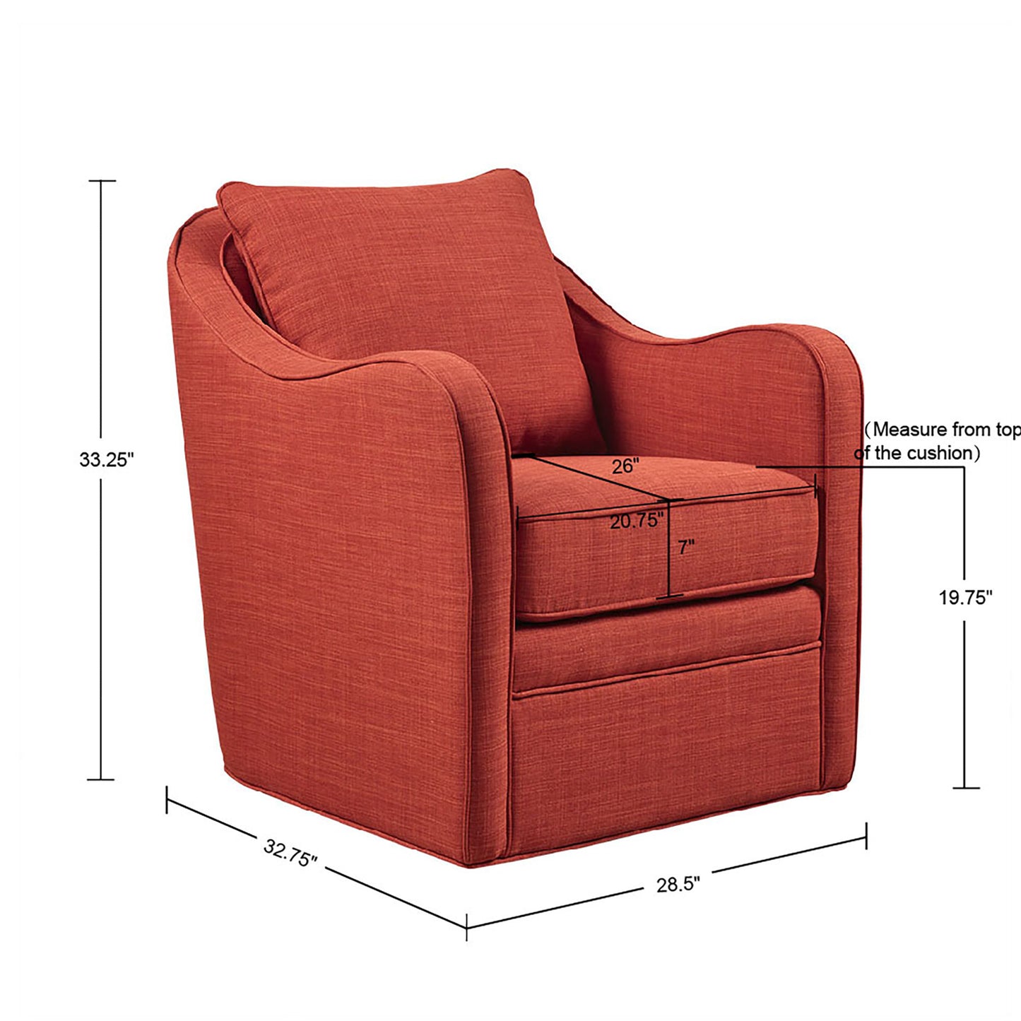 Madison Park Wide Seat Swivel Arm Chair