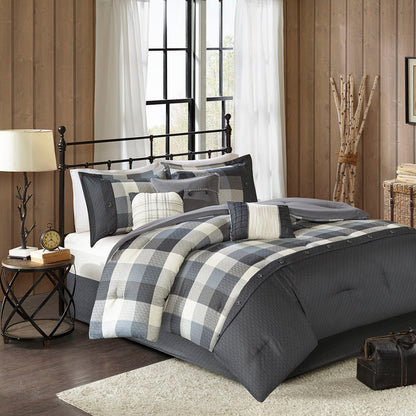 Madison Park 7 Piece Herringbone Comforter Set