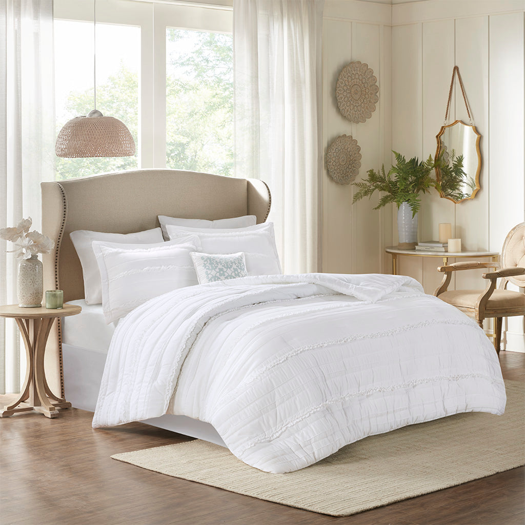 Madison Park 5 Piece Microfiber Ruffled Comforter Set