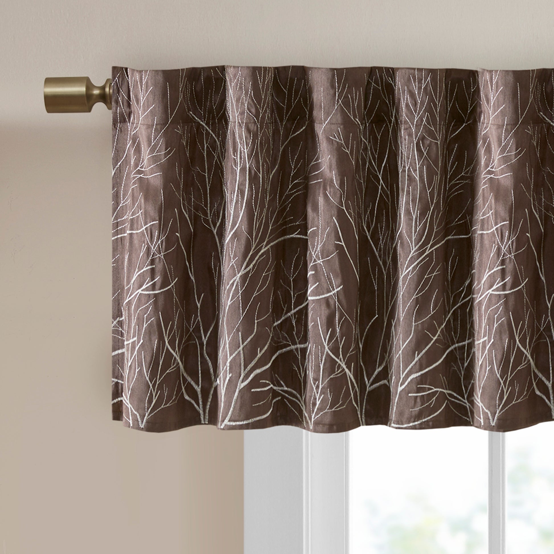 Madison Park Faux Silk Embroidered Window Valance
