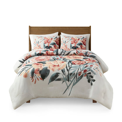 Madison Park 3 Piece Floral Cotton Comforter Set