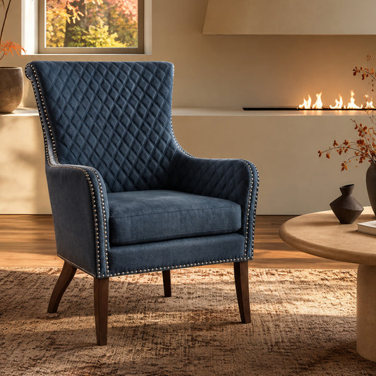 Heston Quilted Back Arm Chair with Nailhead Trim