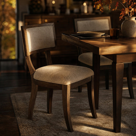 Marie Upholstered Split-Back Dining Chairs with Curved Wood Frame (Pack of 2)