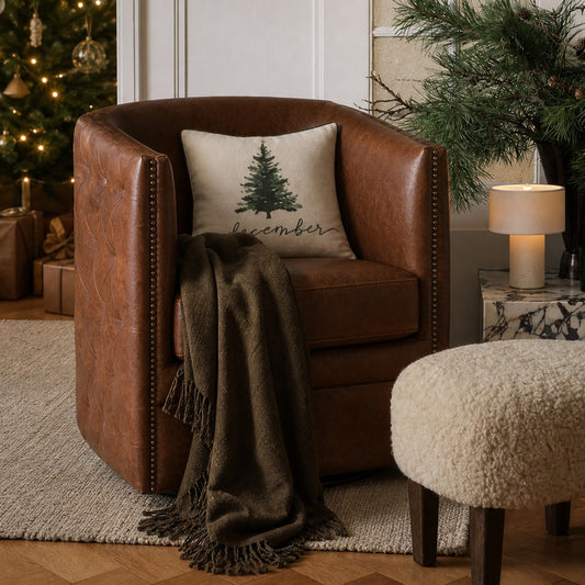 Capstone 360-degree Swivel Barrel chair with Tufting and Nail heads