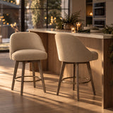 Pearce Swivel Upholstered Counter Stool (25.75'') with Solid Wood Legs & Metal Footrest