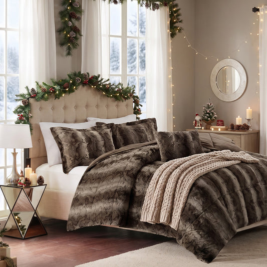 Zuri 4-Piece Faux Fur Comforter Set
