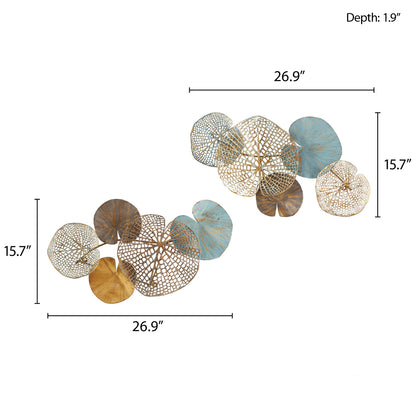 Madison Park Multi-colored Lily Pad Leaves 2-piece Metal Wall Decor Set