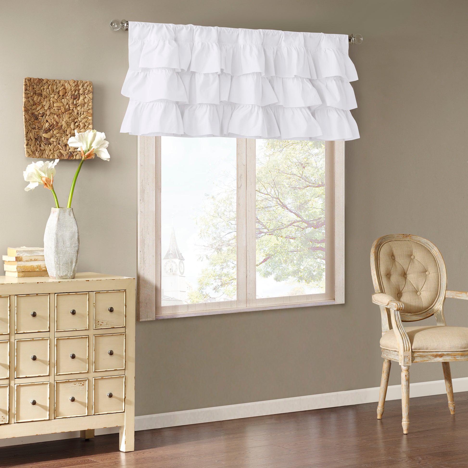 Madison Park Cotton Oversized Ruffle Valance