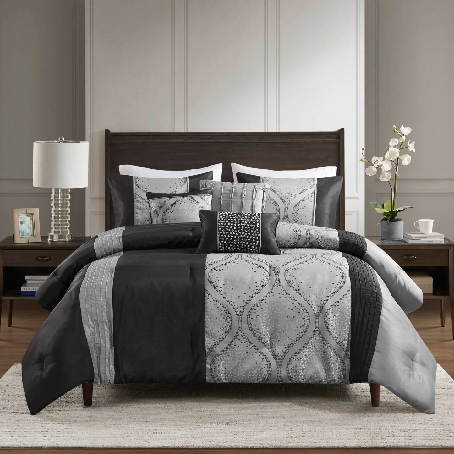 Madison Park 6 Piece Jacquard Comforter Set with Throw Pillows