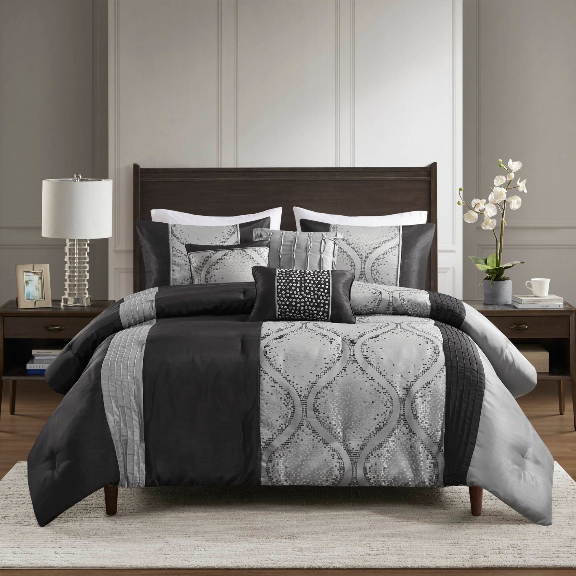 Madison Park 6 Piece Jacquard Comforter Set with Throw Pillows
