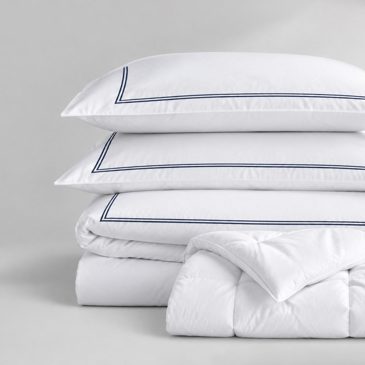 500 Thread Count Luxury Cotton Sateen Embroidered Duvet Cover Set with 50oz Comforter Insert
