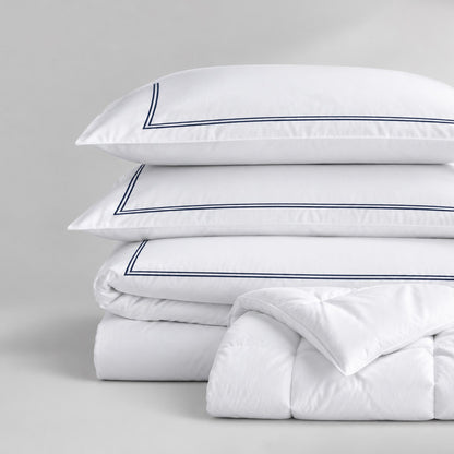 500 Thread Count Luxury Cotton Sateen Embroidered Duvet Cover Set with 50oz Comforter Insert