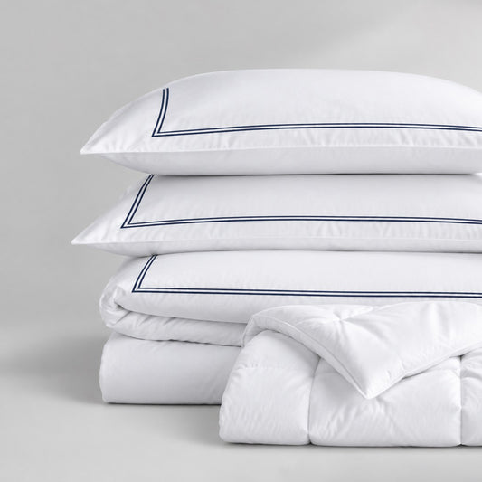 500 Thread Count Luxury Cotton Sateen Embroidered Duvet Cover Set with 50oz Comforter Insert