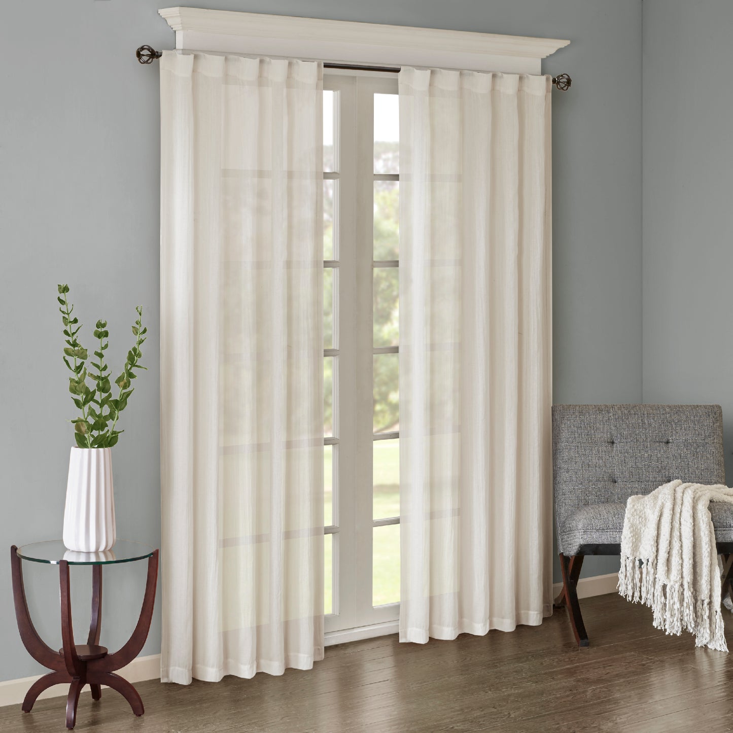 Madison Park Solid Crushed Curtain Panel Pair